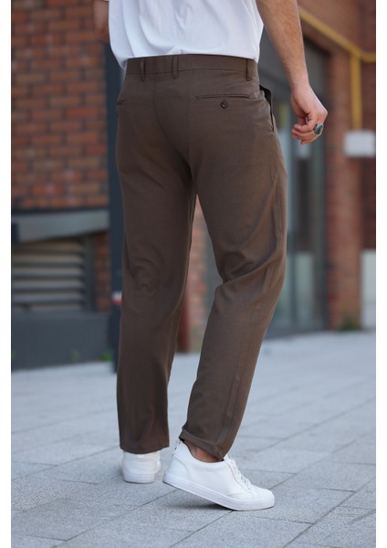 Erkek Açık Kahverengi Italyan Kesim Slim Fit Kaliteli Esnek Likralı Bilek Boy Kumaş Pantolon modelleri