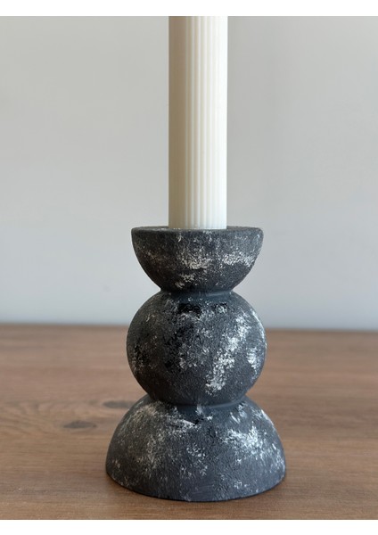 Moonlight Grey Elaria 2'li Dekoratif Şamdan, Mumluk