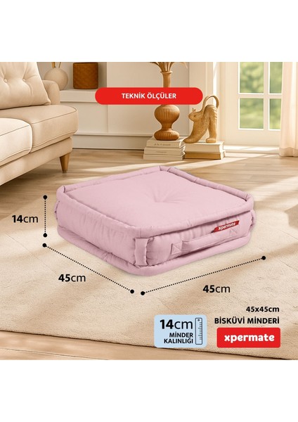 Bisküvi Minder Petek Önü Palet Üstü Minderi Fransız Minder Bank Ve Bahçe Minderi 45x45x14 Cm Pembe