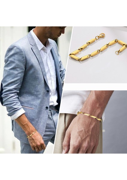 Sarı Gold Kaplama Kare Küp Model Erkek Çelik Bileklik Künye eck05bsr fırsatları