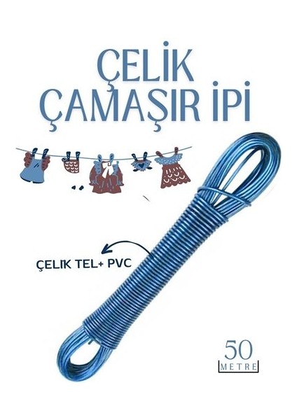 Turk 50 mt Çelik Çamaşır Ipi - FKU9324-9099