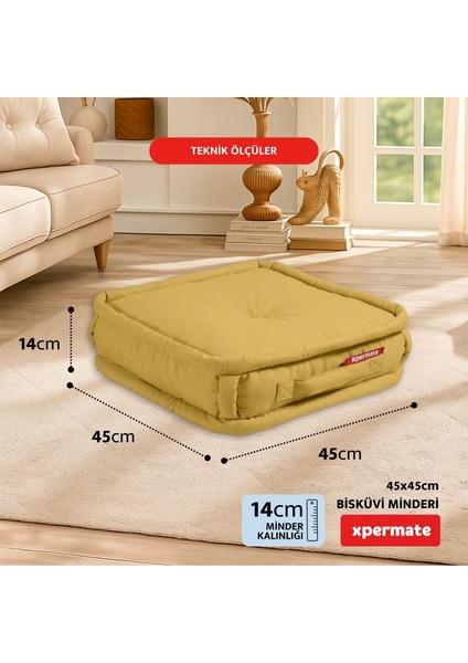 Bisküvi Minder Petek Önü Palet Üstü Minderi Fransız Minder Bank Ve Bahçe Minderi 45x45x14 Cm Hardal