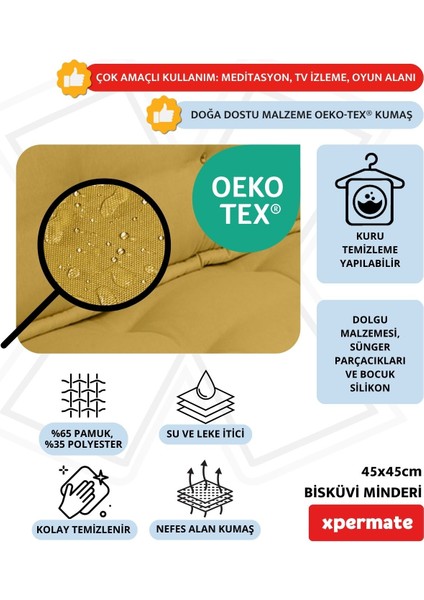 Bisküvi Minder Petek Önü Palet Üstü Minderi Fransız Minder Bank Ve Bahçe Minderi 45x45x14 Cm Hardal