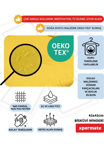 Bisküvi Minder Petek Önü Palet Üstü Minderi Fransız Minder Bank Ve Bahçe Minderi 45x45x14 Cm Sarı modelleri