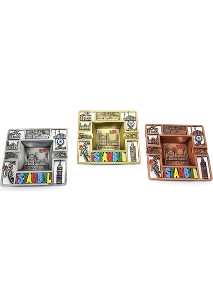 Metal Istanbul Temalı Yöresel Metal Küllük 2ALK87 - FKU1851-1858