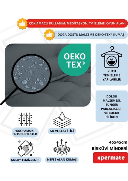 Bisküvi Minder Petek Önü Palet Üstü Minderi Fransız Minder Bank Ve Bahçe Minderi 45x45x14 Cm Antrasit