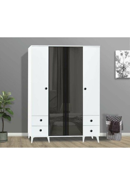 Karizma 4 Kapılı Çekmeceli Aynalı Dolap