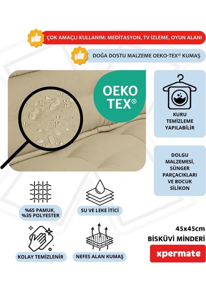 Bisküvi Minder Petek Önü Palet Üstü Minderi Fransız Minder Bank Ve Bahçe Minderi 45x45x14 Cm Bej