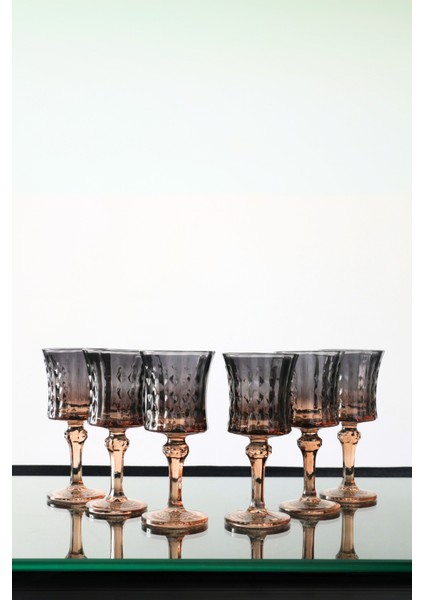 6 Adet Füme Renk Kristal Ayaklı Kahve Yanı Su ve Meşrubat Bardağı Sunum Bardağı fiyatları