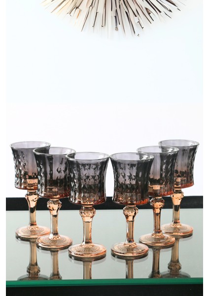 6 Adet Füme Renk Kristal Ayaklı Kahve Yanı Su ve Meşrubat Bardağı Sunum Bardağı fırsatları