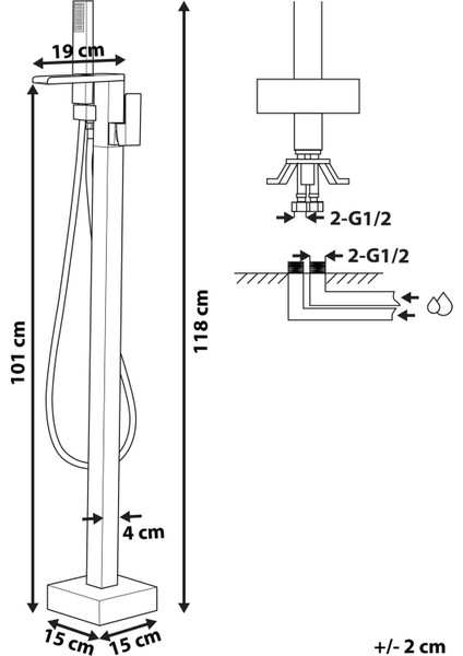 Boyoma Serbest Duran Küvet Musluğu, Şelale Ağızlı, 118 cm modelleri
