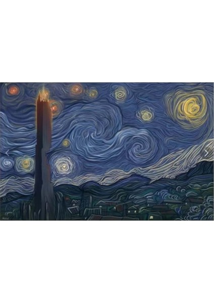 Van Gogh Yıldızlı Gece Resimli 70X30 Mouse Pad