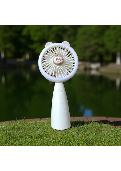USB Taşınabilir Vantilatör Mini Fan Sarı Işıklı 3 Kademeli Capybara El Vantilatörü