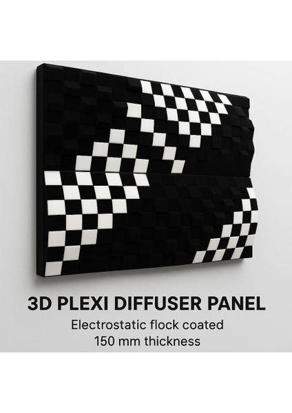 3D Dıffuzer Akustik Panel Beyaz Akustik sunnger üzerine yapılan ahşap modifiyesiyle ürün muhteşem bir akustik düzenleme ve dekor saglamaktadir