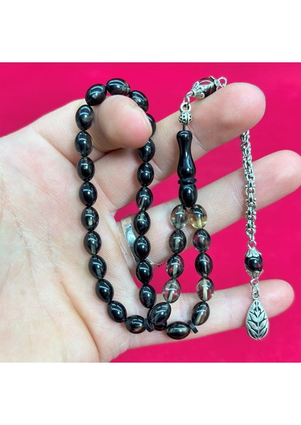 Duman Rengi Sıkma Ateş Kehribar Tesbih