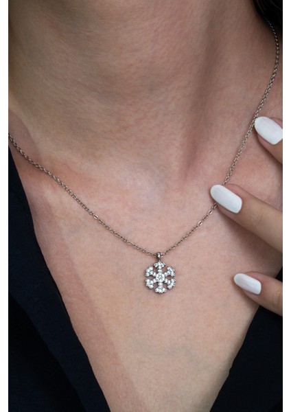 Zirkon Taşlı Kar Tanesi Model Kadın Kolye bbk03 fiyatları