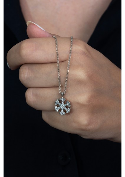 Zirkon Taşlı Kar Tanesi Model Kadın Kolye bbk03 fırsatları