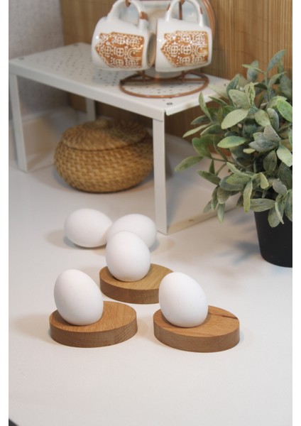 Ahşap Yumurtalık Sofra Sunumu Elips (3'lü Set)