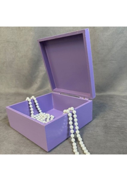 2537 El Yapımı Nostaljik Retro Baskılı Kare Ahşap Dekoratif Saklama Kutusu