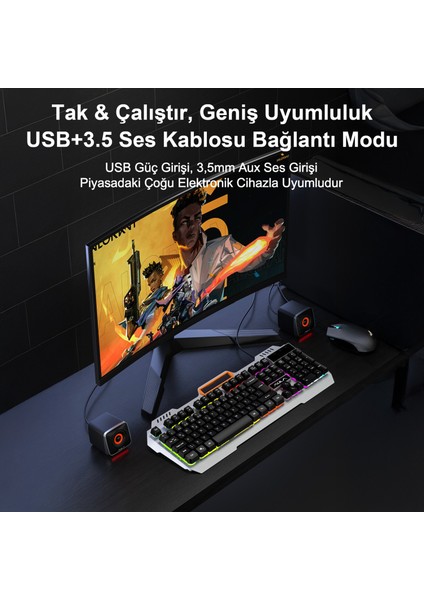 A200 Rgb Işıklı Masaüstü Gaming 3.5mm Jack Bilgisayar Pc Hoparlörü indirimleri