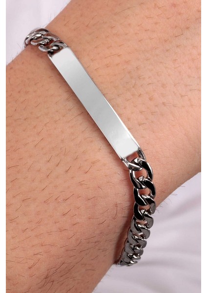 Kişiye Özel İsim Yazılı Figaro Çelik Erkek Bileklik ack06i fırsatları