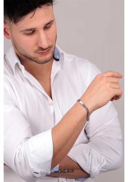 Kişiye Özel İsim Yazılı Figaro Çelik Erkek Bileklik ack06i indirimleri