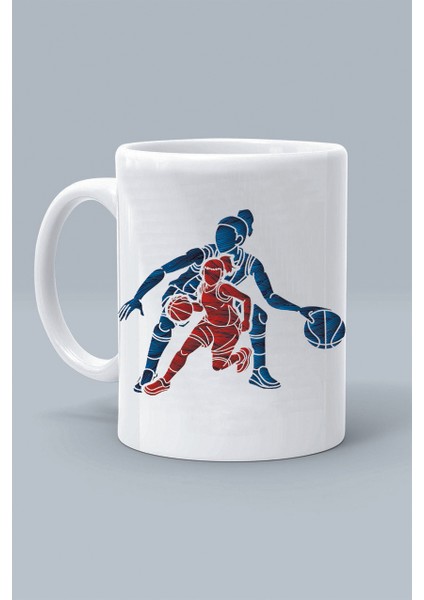 Basketbolcu Kız Spor Basketbol Tasarım Baskılı Beyaz Klasik Kupa Bardak