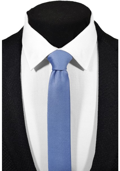 Ekstra Ince 4 cm Genişliğinde Lacivert Indigo Gümüş Gri 3'lü Paket Düz Kravat Mendil Seti modelleri