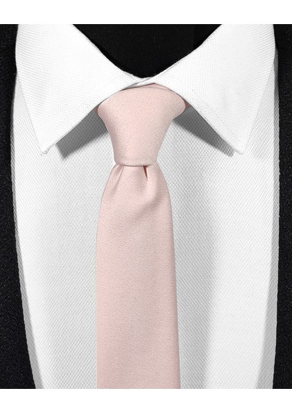 Ekstra Ince Pudra Renk Düz Slim Fit 4 cm Genişliğinde Kravat Mendil Seti Slim Fit Dar fiyatları