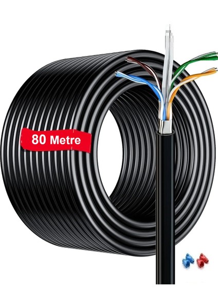 Dış Ortam Cat6 İnternet Kablosu Dış Mekan (80 Metre) Çift Kat High Speed Outdoor Ethernet Cable
