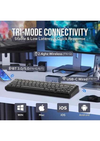 F65 Nimbus V3 Switch Mekanik Rgb Tkl Makrolu Hot Swap Kablosuz Klavye Pastel