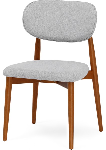 Parma Sandalye - Mense Gri Kumaş - Ahşap İskelet - Mutfak Sandalyesi - Salon Sandalyesi