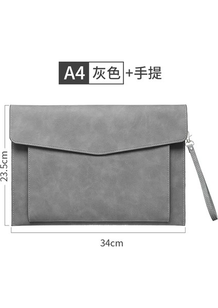 A4 Deri Belge Çanta Dosya Klasörü Büyük Kapasiteli Iş Çantası Su Geçirmez Dizüstü Bilgisayar Kılıfları Ofis Organizatör Renk: Gri (Yurt Dışından)