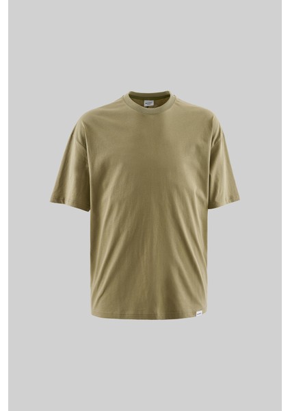 Erkek Basic Super Pamuklu Oversize Küf Yeşili Tişört