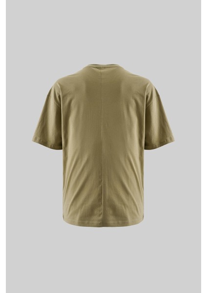 Erkek Basic Super Pamuklu Oversize Küf Yeşili Tişört