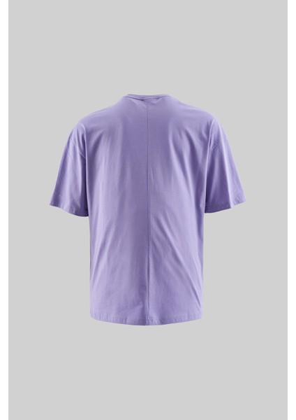 Erkek Basic Super Pamuklu Oversize Lila Tişört