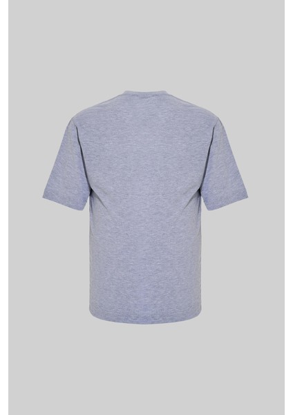 Erkek Basic Relaxed Ince Pamuklu Gri Melanj Tişört