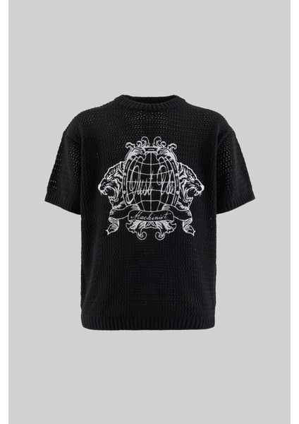 Mchnst Knıt Tıger Detaıled Tee Black