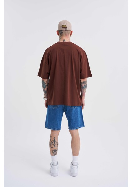 Erkek Basic Super Pamuklu Oversize Çikolata Tişört fırsatları