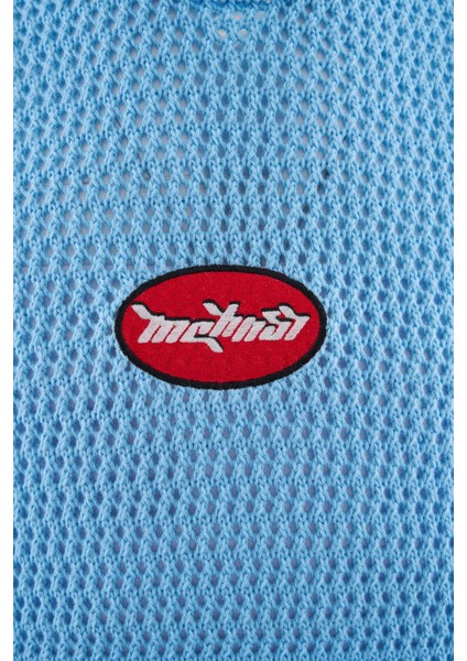 Mchnst Knıt Y2K Embroıdery Detaıled Tee Baby Blue fiyatları