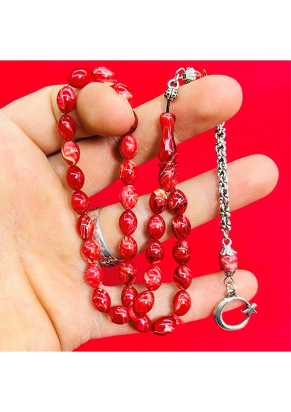 Bol Hareli Mini Sıkma Ateş Kehribar Tesbih