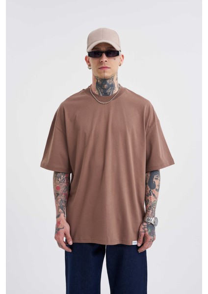 Erkek Basic Super Pamuklu Oversize Kakao Tişört fiyatları