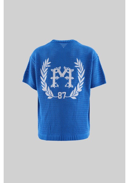 Mchnst Knıt College Style Tee Saks Blue