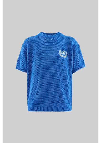 Mchnst Knıt College Style Tee Saks Blue