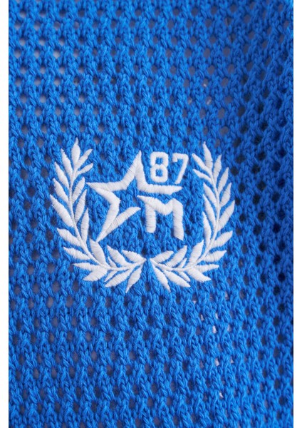 Mchnst Knıt College Style Tee Saks Blue