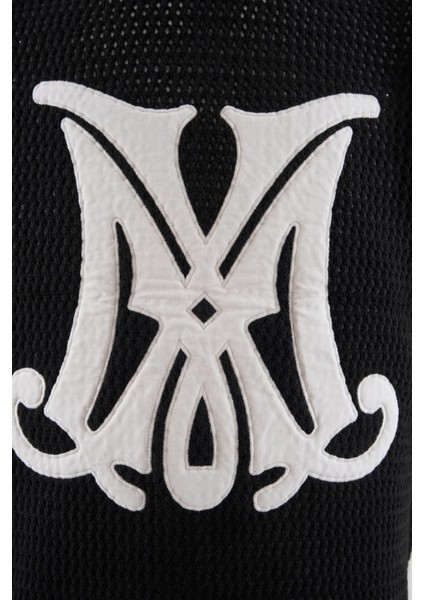 Mchnst Knıt M Letter Applıque Tee Black