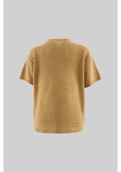 Mchnst Knıt Tıger Detaıled Tee Soft Beıge