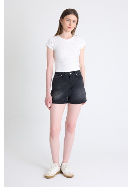 Byeaz Taş Detaylı Slim Fit Crop Tişört 9207M modelleri