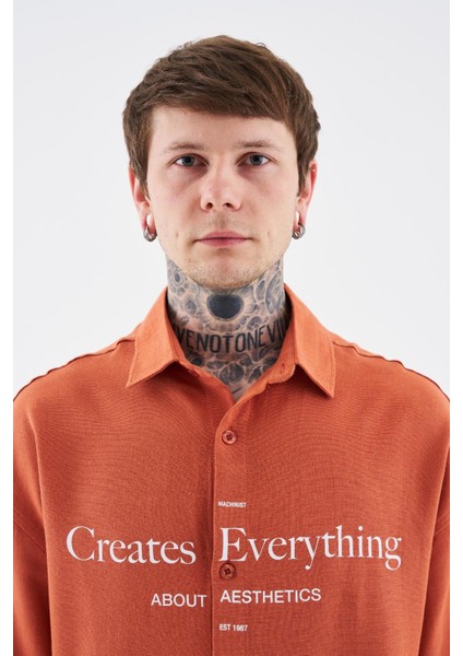 Erkek Printed Detachable Sleeve Gömlek Orange modelleri