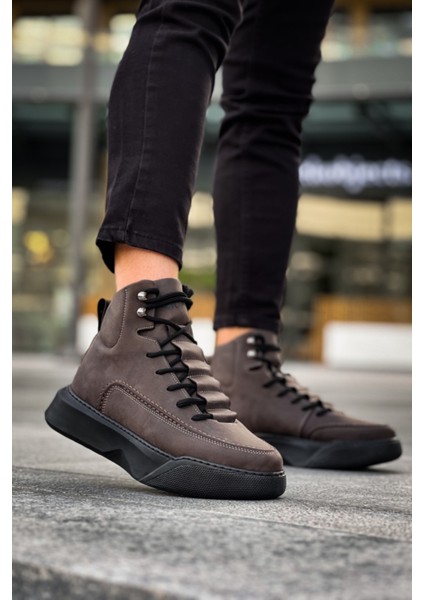 ET0321 Gizli Bağcıklı Erkek Yüksek Taban Kahverengi Spor Bot fiyatları